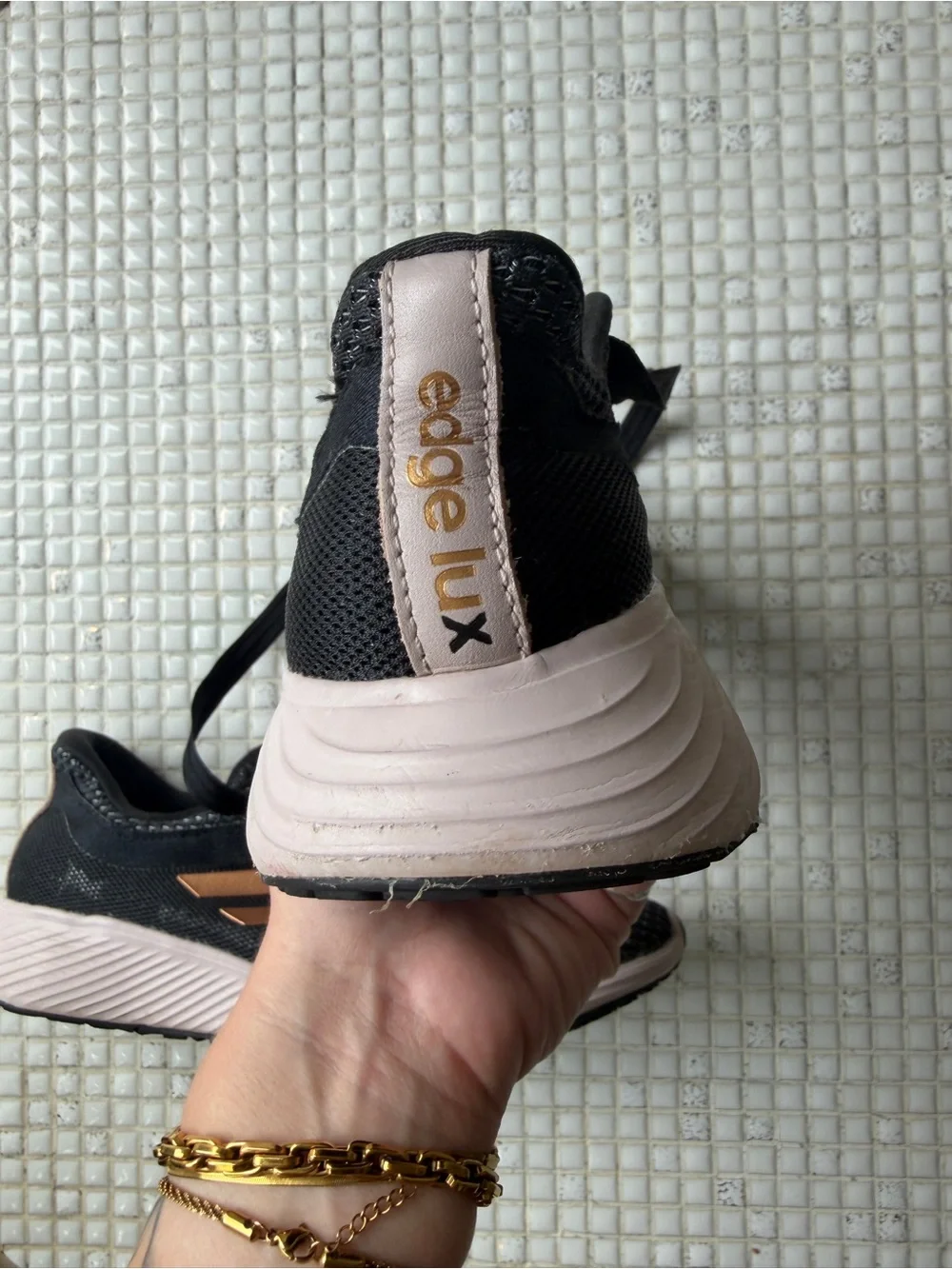adidas Black and Rose Gold Women’s Athletic Running Shoes